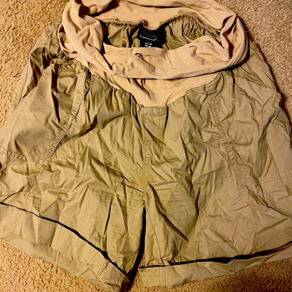 Khaki oh baby brand maternity shorts- size medium